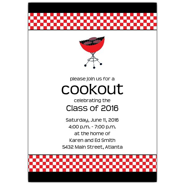 Cookout Grill Graduation Invitation