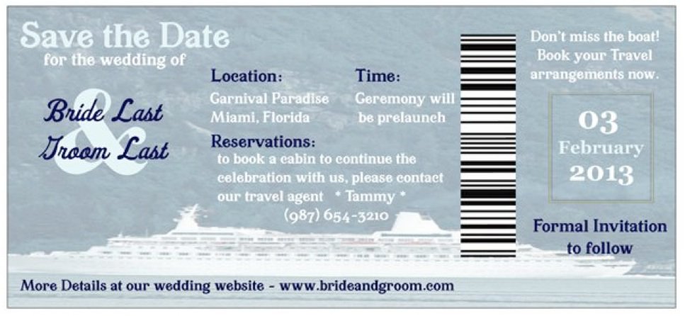 Cruise Wedding Invitation Wording Examples