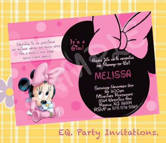 Custom Minnie Mouse Baby Shower Invitations