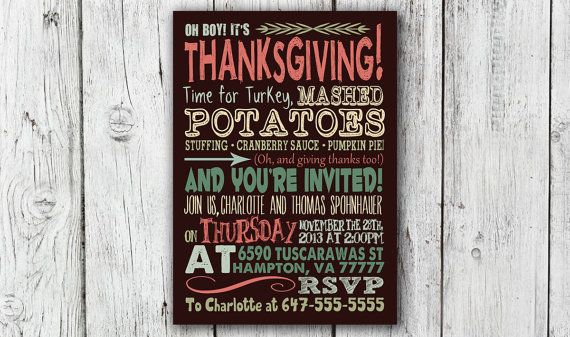 Cute Thanksgiving Dinner Invitations Printable