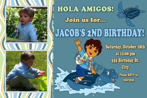 Diego Party Invitations