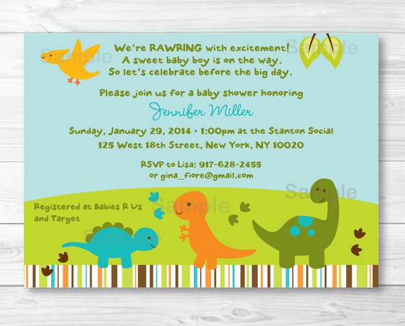 Dinosaur Baby Shower Invitations Etsy