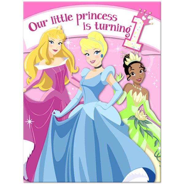 Disney Princess 1st Birthday Party Invitations