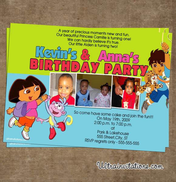 Dora And Diego Printable Party Invitations