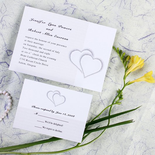 Double Heart Wedding Invitations Kit