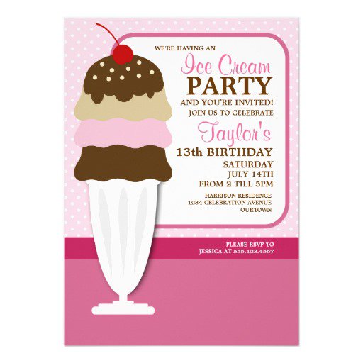 Downloadable Ice Cream Party Invitations