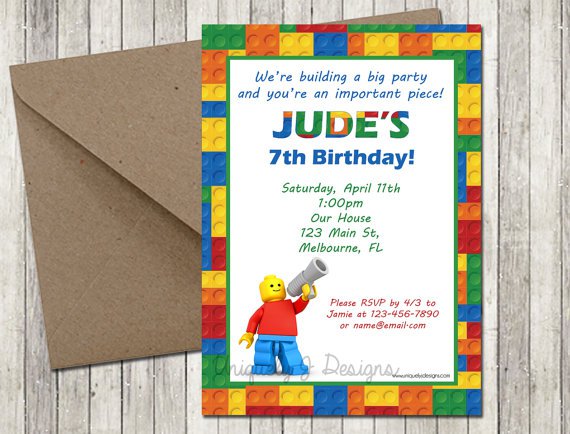 Dyi Lego Birthday Invitation