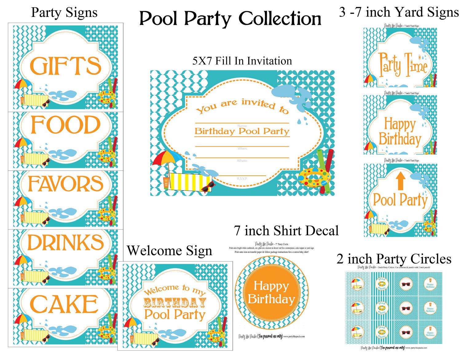 Free Blank Pool Party Invitations
