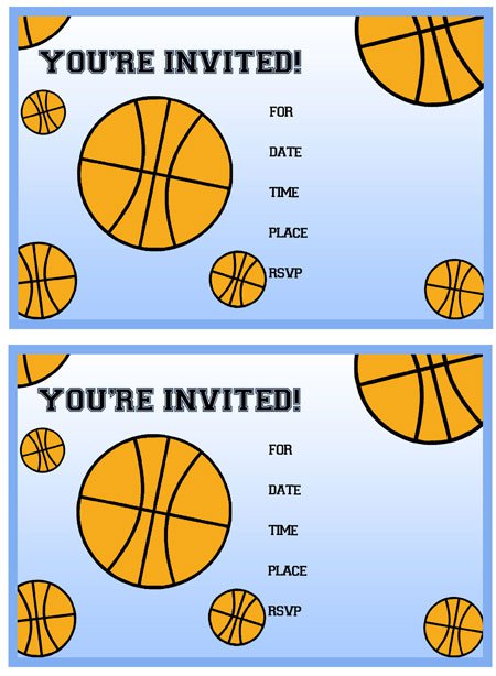 Free Printable Basketball Birthday Invitations