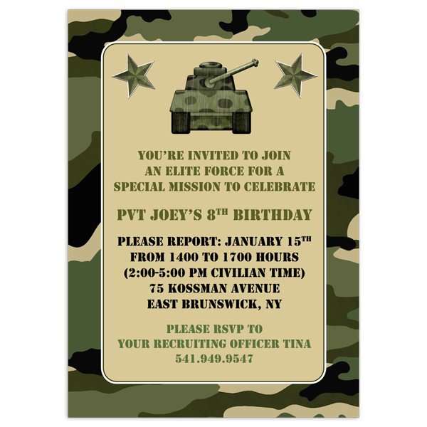 Free Printable Birthday Invitations Camouflage