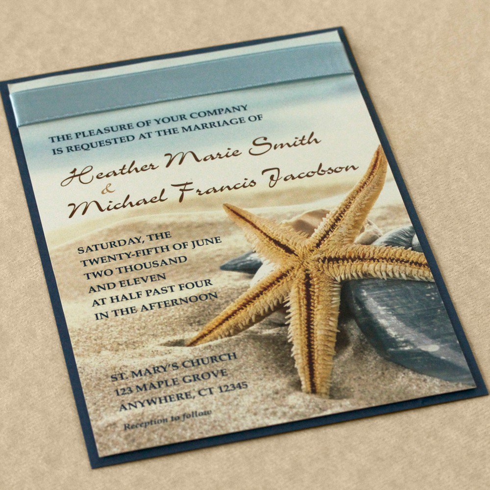 Free Starfish Wedding Invitation Templates
