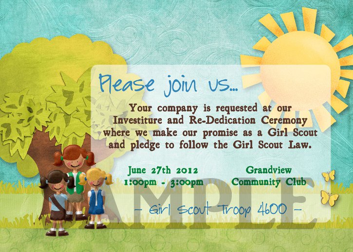 Girl Scout Investiture Ceremony Invitations Wording