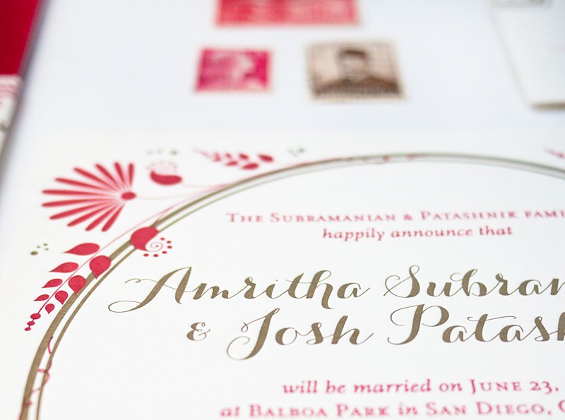 Gold Letterpress Wedding Invitations