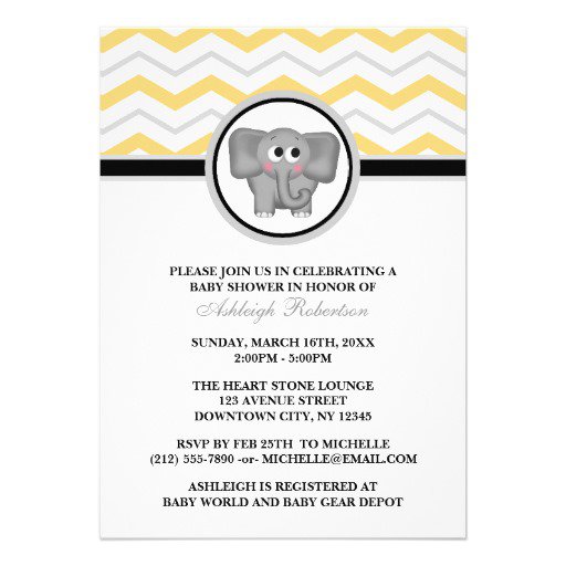 Gray Elephant Baby Shower Invitations