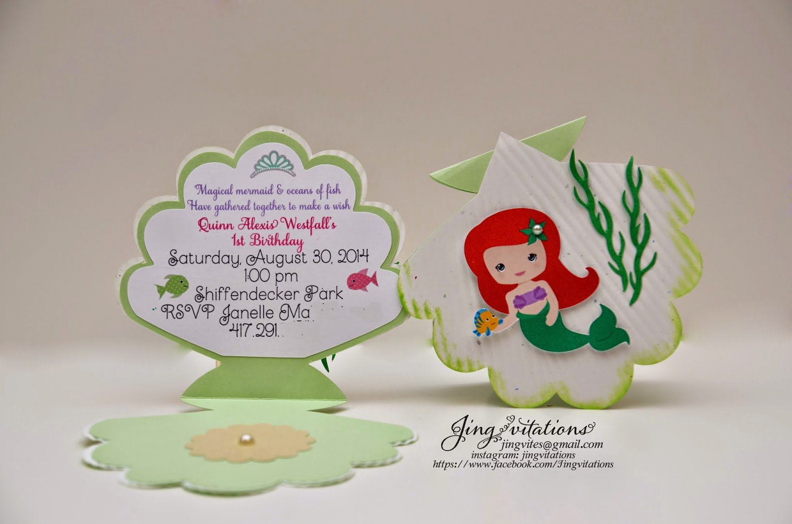 Handmade Little Mermaid Birthday Invitations