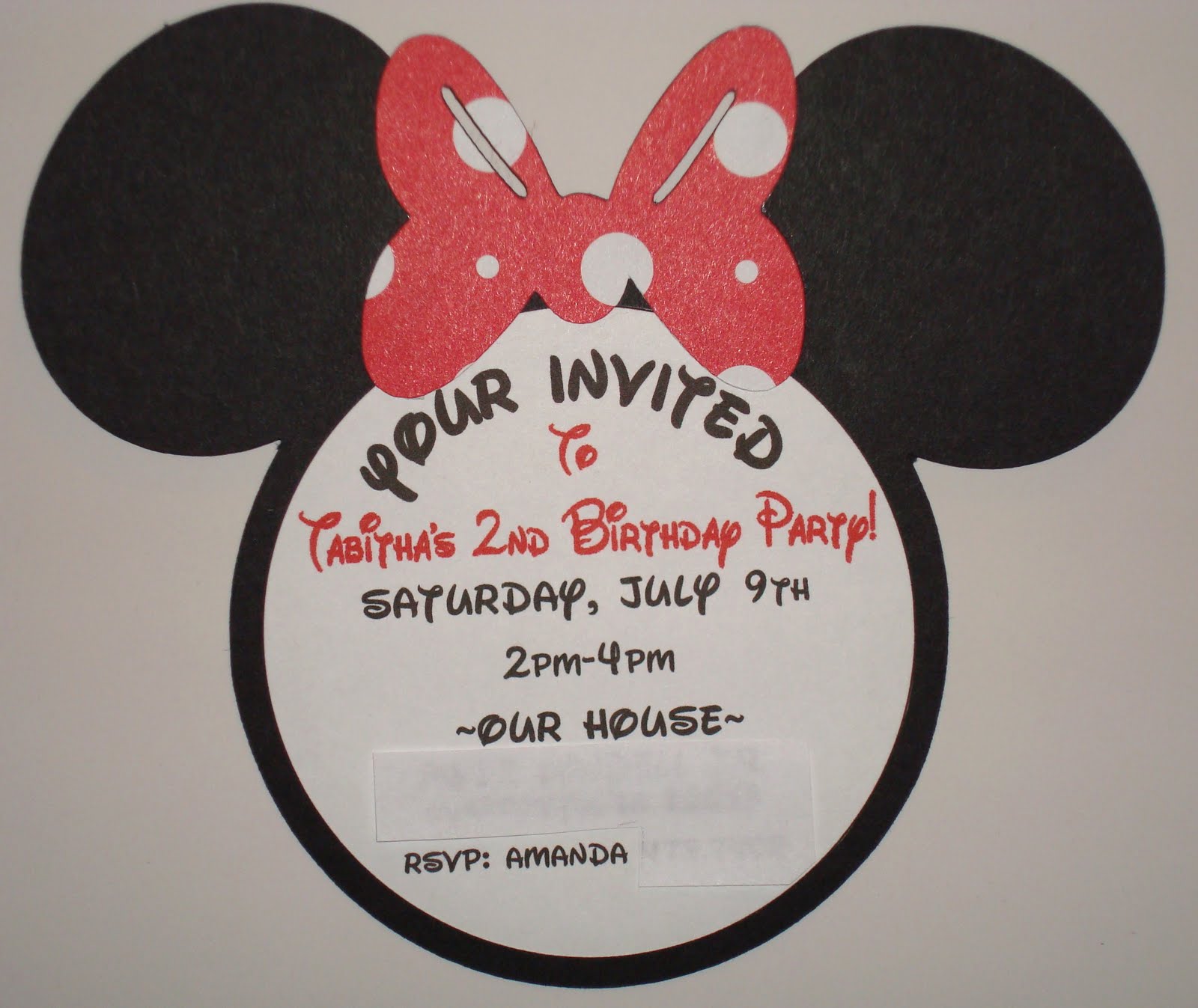 Handmade Minnie Mouse Invitations