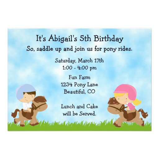 Horse Party Invitations For Girls