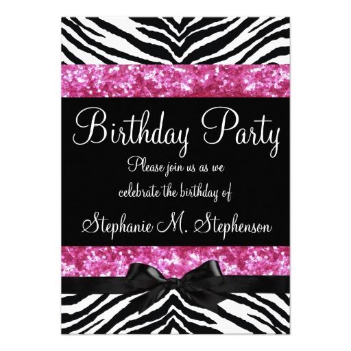 Hot Pink And Zebra Birthday Invitations
