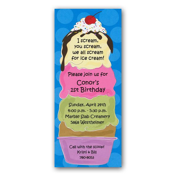 Ice Cream Sundae Party Invitation Wording