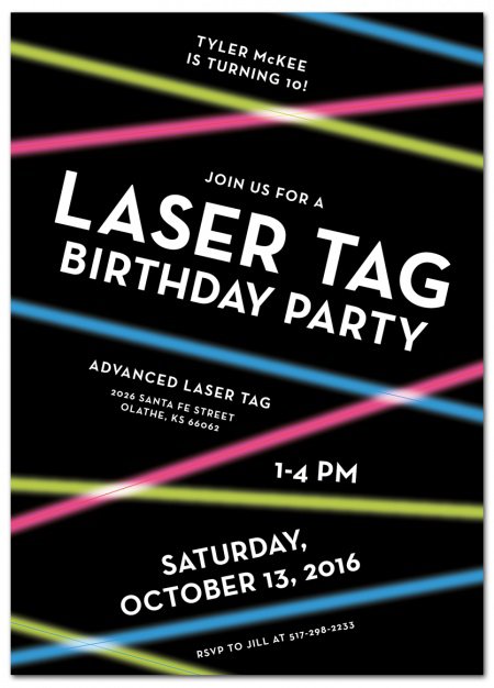Laser Tag Birthday Party Invitations Printable