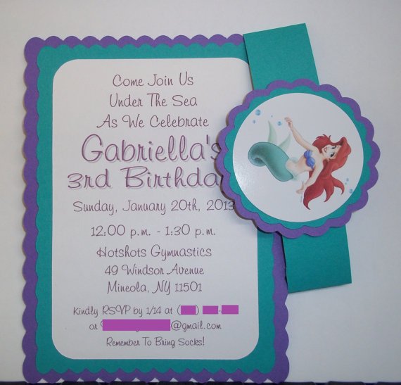 Little Mermaid 1st Birthday Invitations