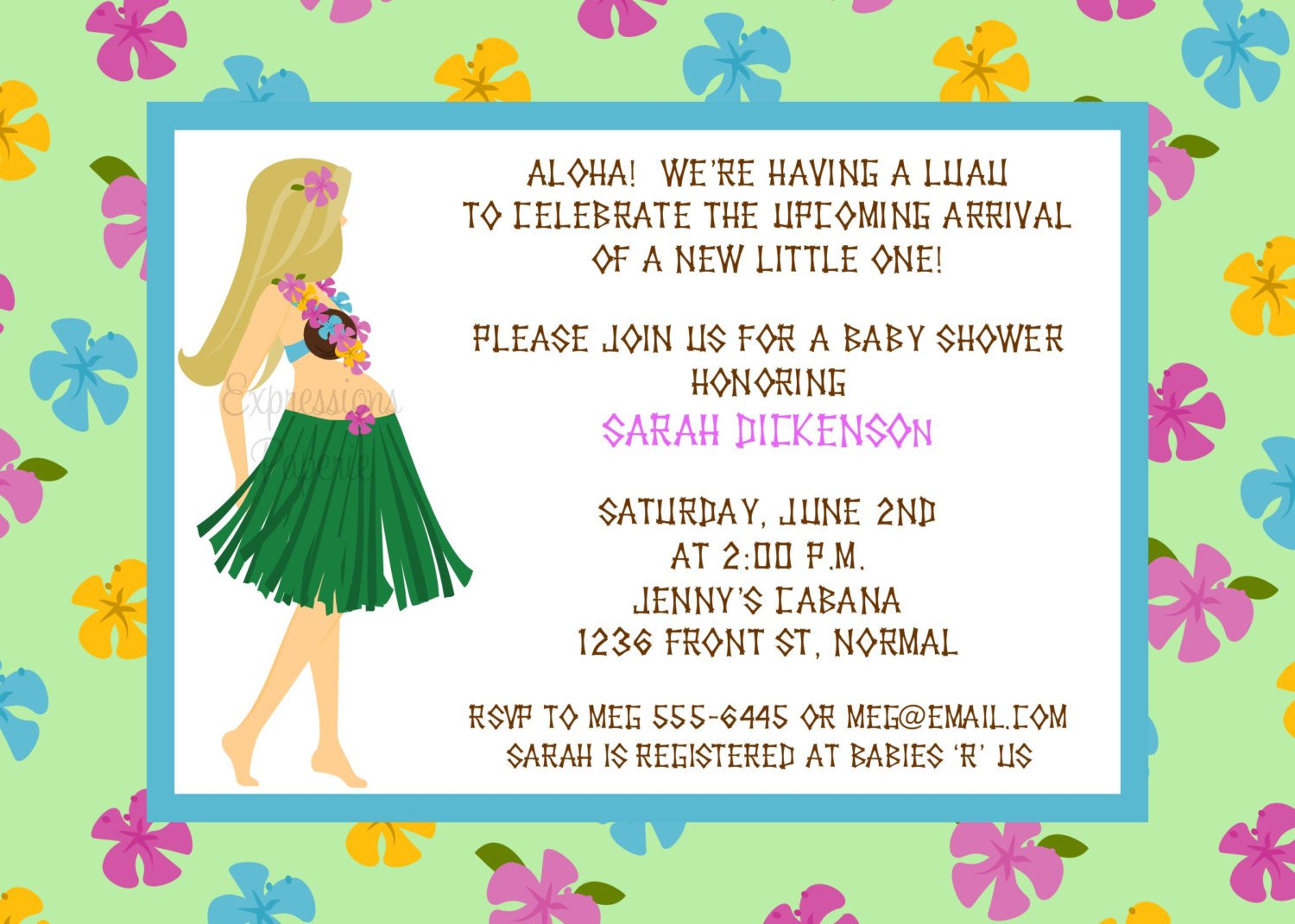 Luau Bridal Shower Printable Invitation Templates Free
