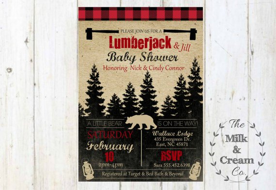 Lumberjack Baby Invitations