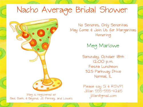 Margarita Themed Bridal Shower Invitations