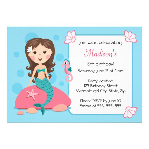 Mermaid Birthday Invitations For Girls