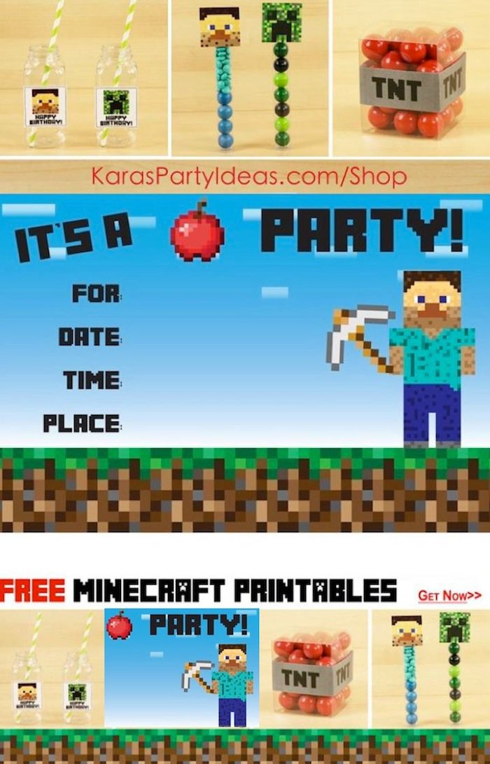 Minecraft Birthday Party Invitation Ideas