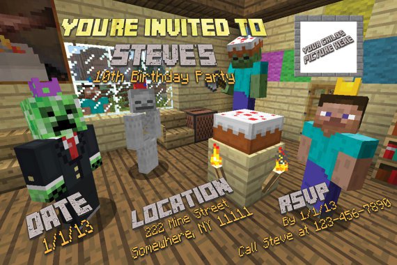 Minecraft Invitations Diy