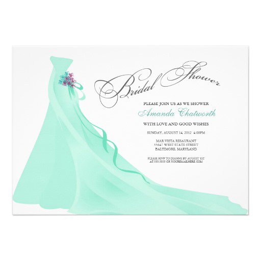 Mint Color Bridal Shower Invitations