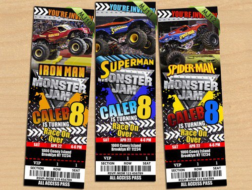 Monster Jam Party Invitations Templates