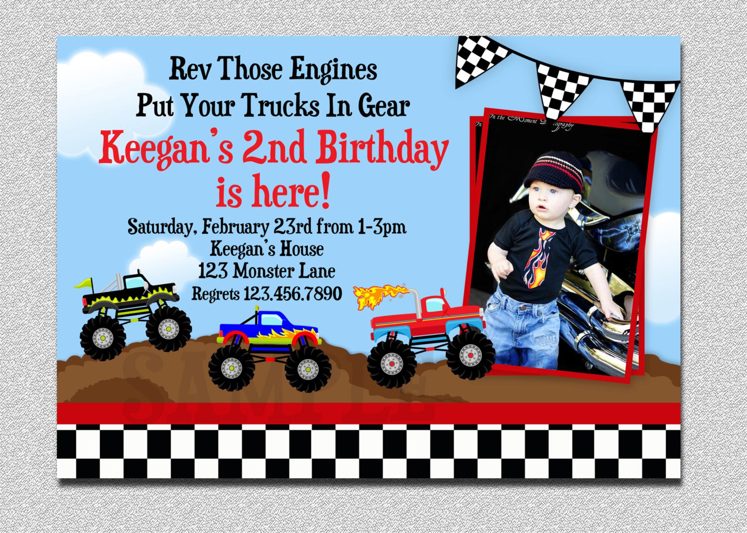 Monster Truck Party Invitation Template
