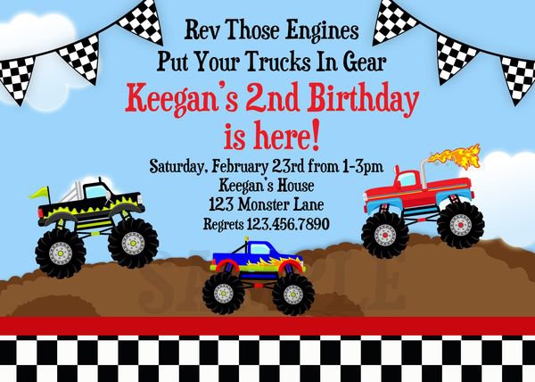 Monster Truck Party Invitations Printable