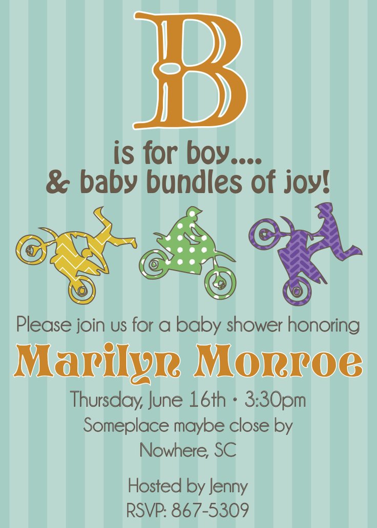 Motocross Baby Shower Invitations