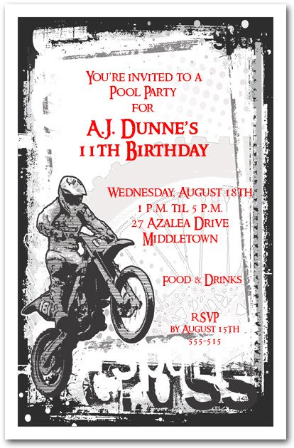 Motocross Birthday Party Invitations