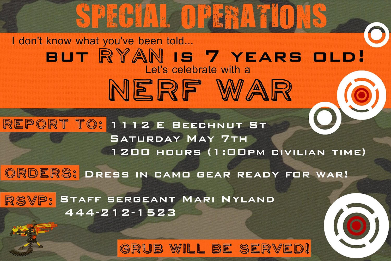 Nerf Party Invitation Templates