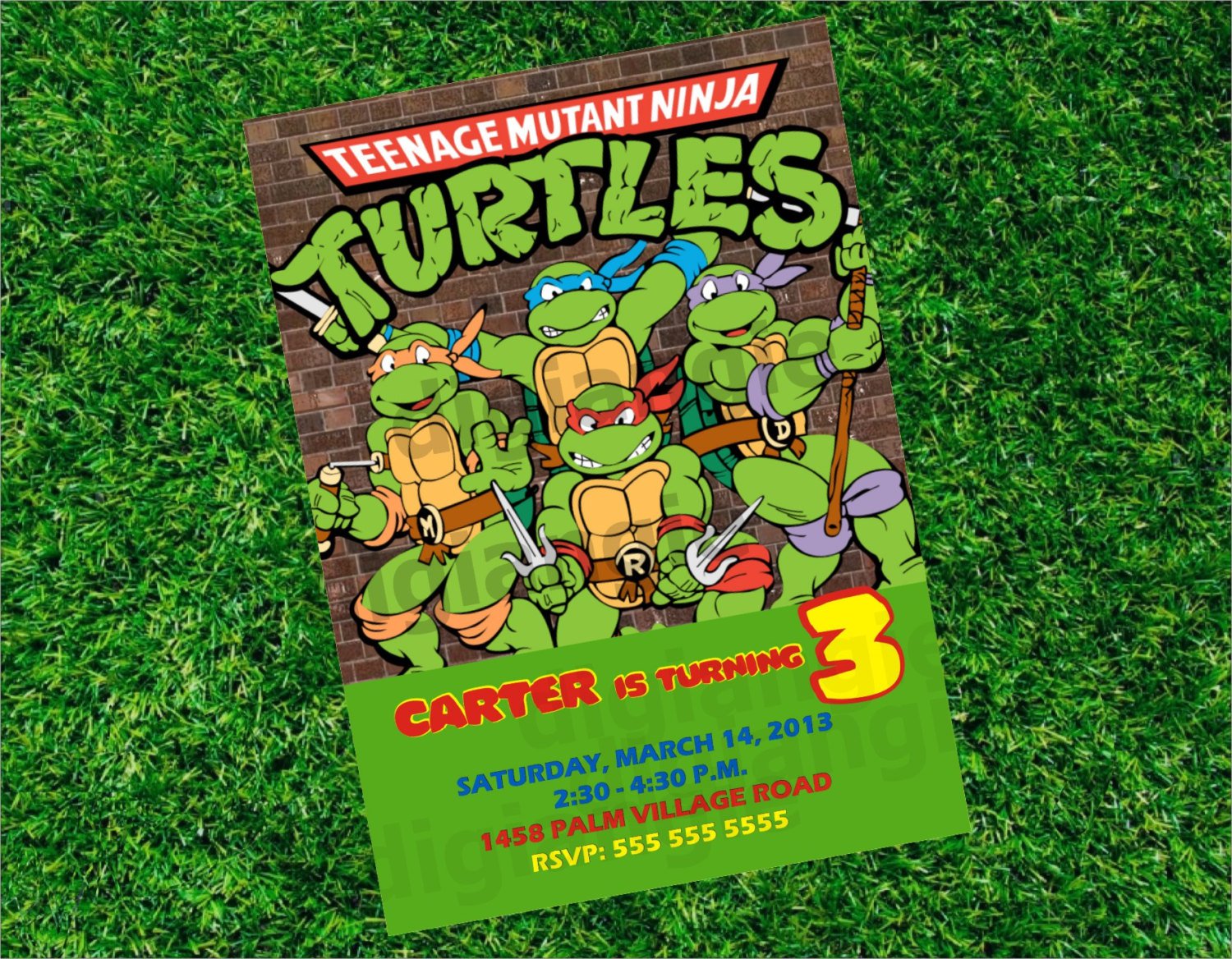 Ninja Turtle Birthday Party Invitation Wording
