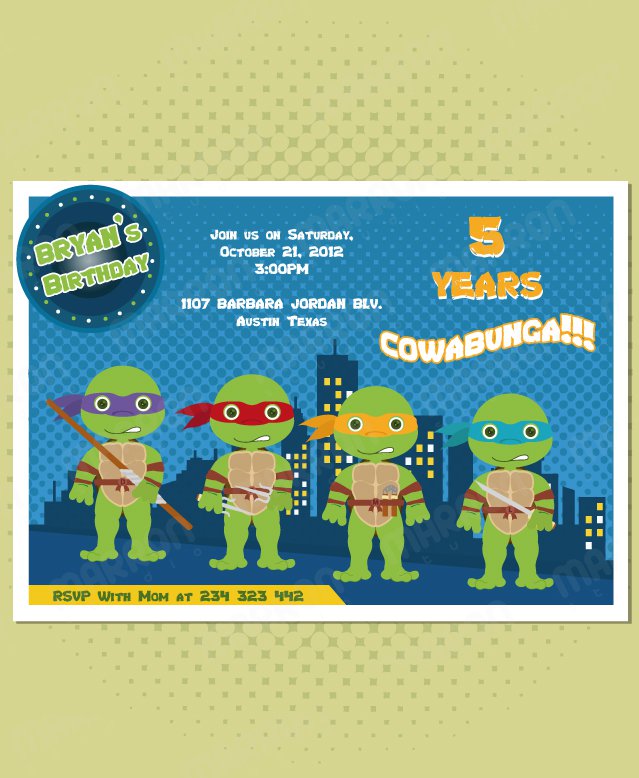 Ninja Turtle Birthday Party Invitations Printable Free