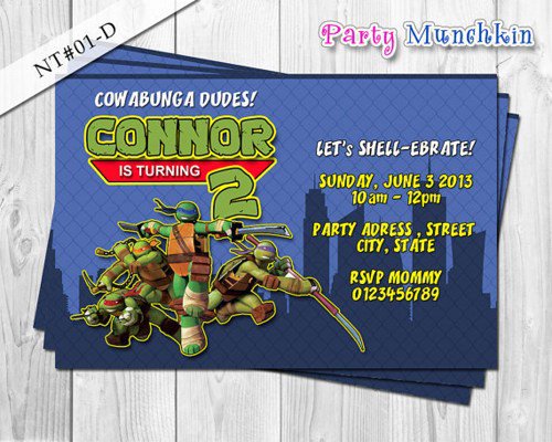 Ninja Turtle Party Invitations Australia