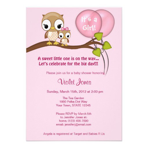 Owl Baby Shower Invitations For Girl