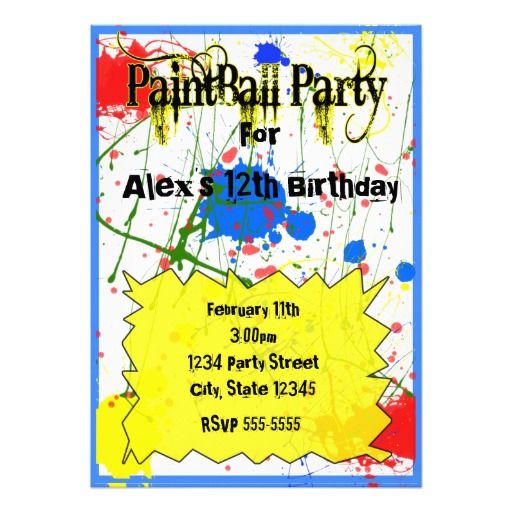Paintball Party Invitations For Boys