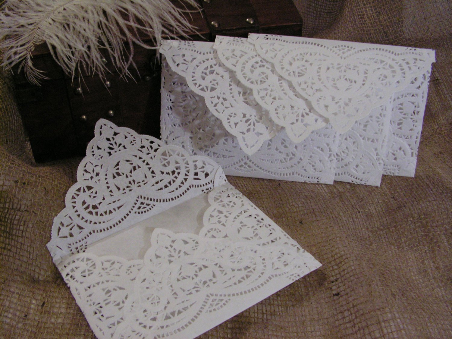 Paper Doily Wedding Invitation Envelopes