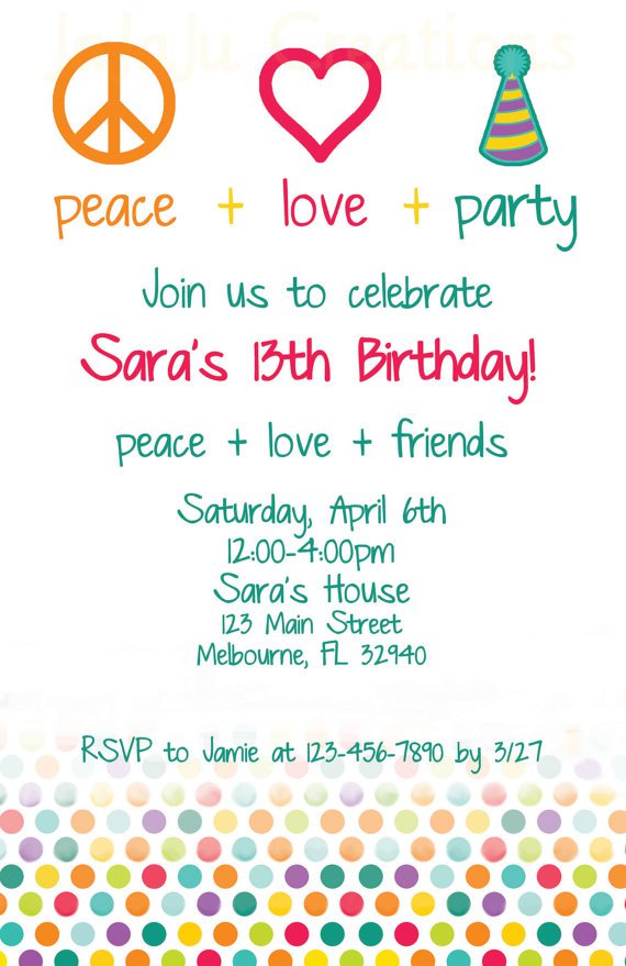 Peace Birthday Party Invitations