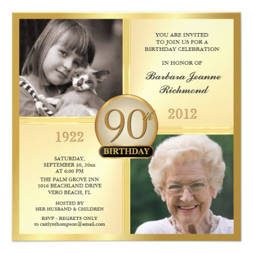 Personalized 90th Birthday Invitations