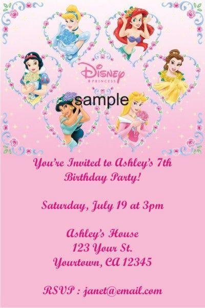 Personalized Disney Princess Birthday Invitations