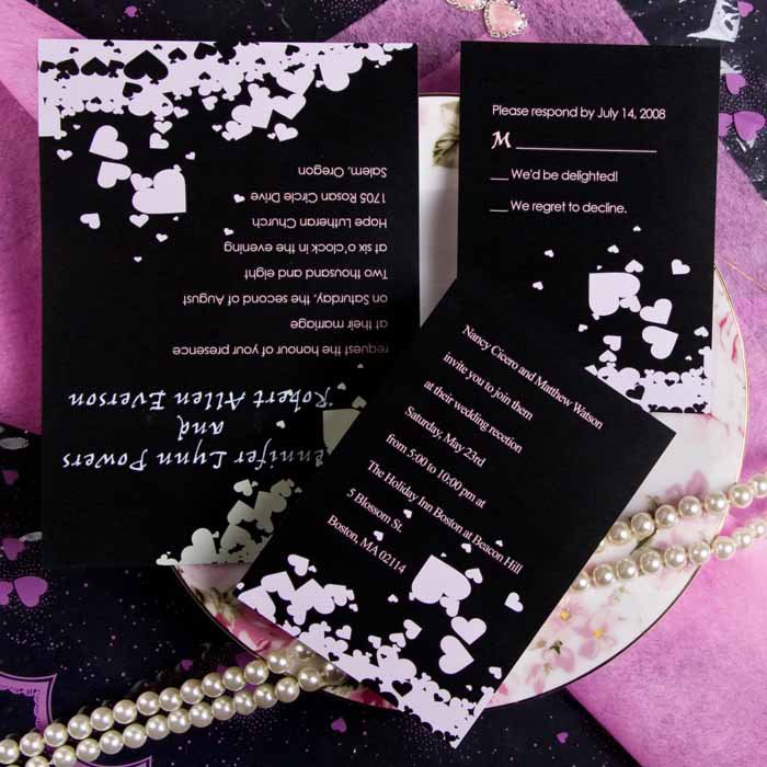 Pink And Black Wedding Invitations Kits