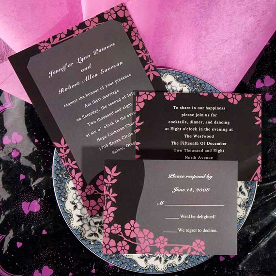 Pink And White Rose Wedding Invitations