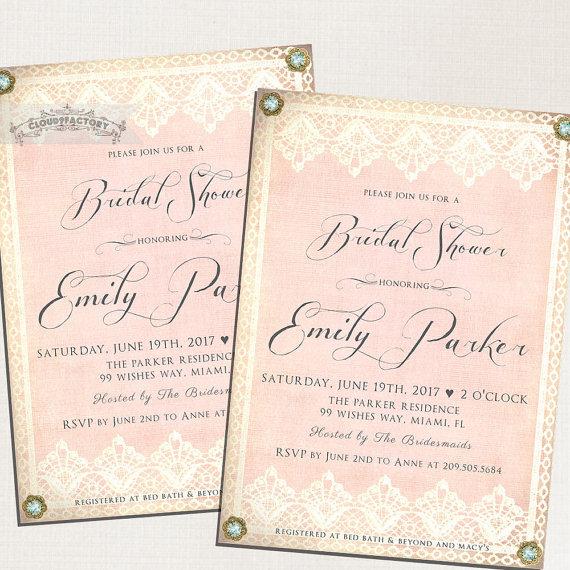 Pink Gold Bridal Shower Invitations